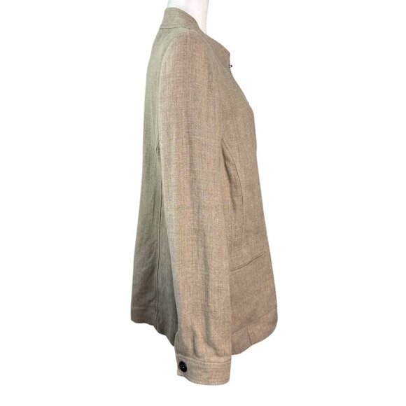 WORTH 100% Linen Tan Skirt Set Long Blazer Jacket w Pencil Skirt Women's M/10 - Picture 6 of 9